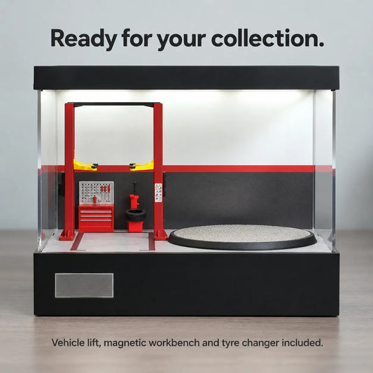1:64 Rotating LED Display Case — Workshop Garage