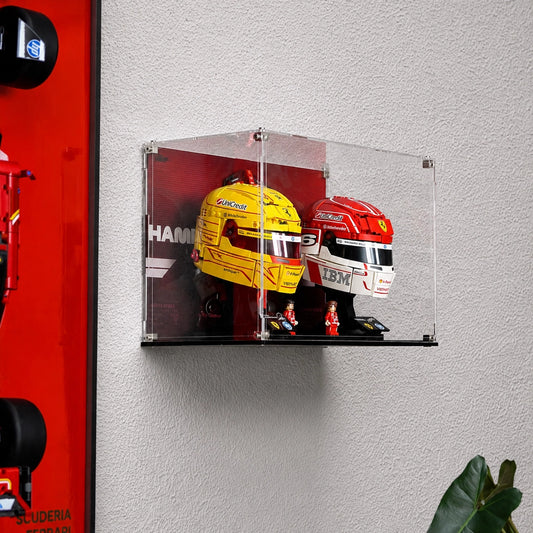 Premium Acrylic Wall Mount Display Case for LEGO® F1 Ferrari Team Helmets 43014 & 43022