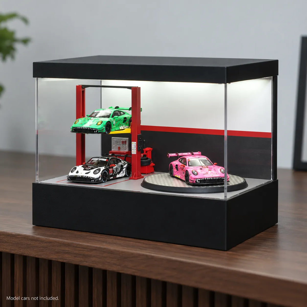 1:64 Rotating LED Display Case — Workshop Garage