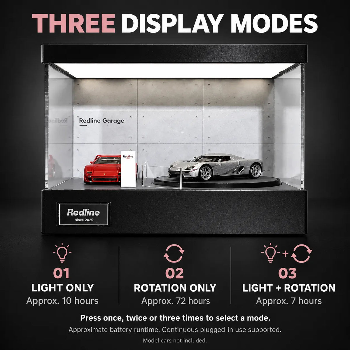 1:64 Rotating LED Display Case — Concrete Style