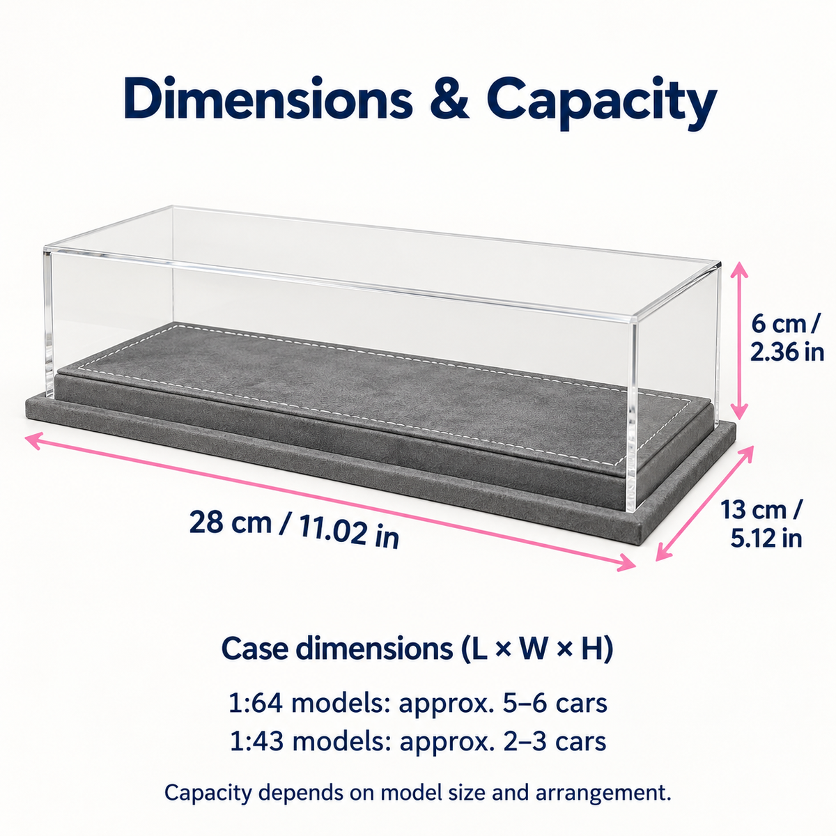 1:64 & 1:43 Acrylic Display Case — Grey Base