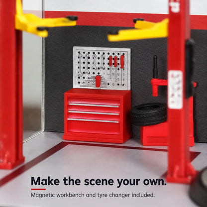 1:64 Rotating LED Display Case — Workshop Garage