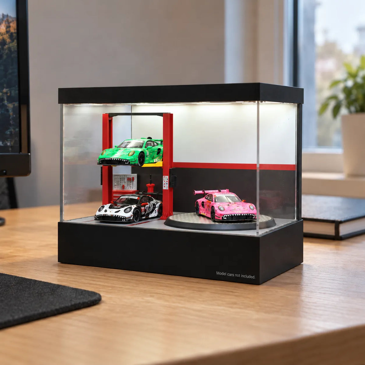 1:64 Rotating LED Display Case — Workshop Garage