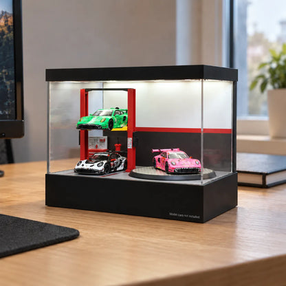 1:64 Rotating LED Display Case — Workshop Garage