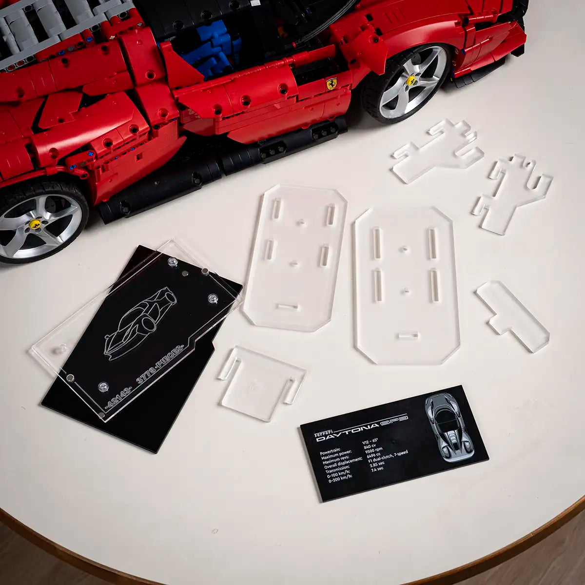 Acrylic Wall Mount for LEGO Technic 42143 Ferrari Daytona SP3 with Display Plaque