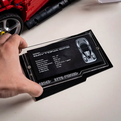 Acrylic Wall Mount for LEGO Technic 42143 Ferrari Daytona SP3 with Display Plaque