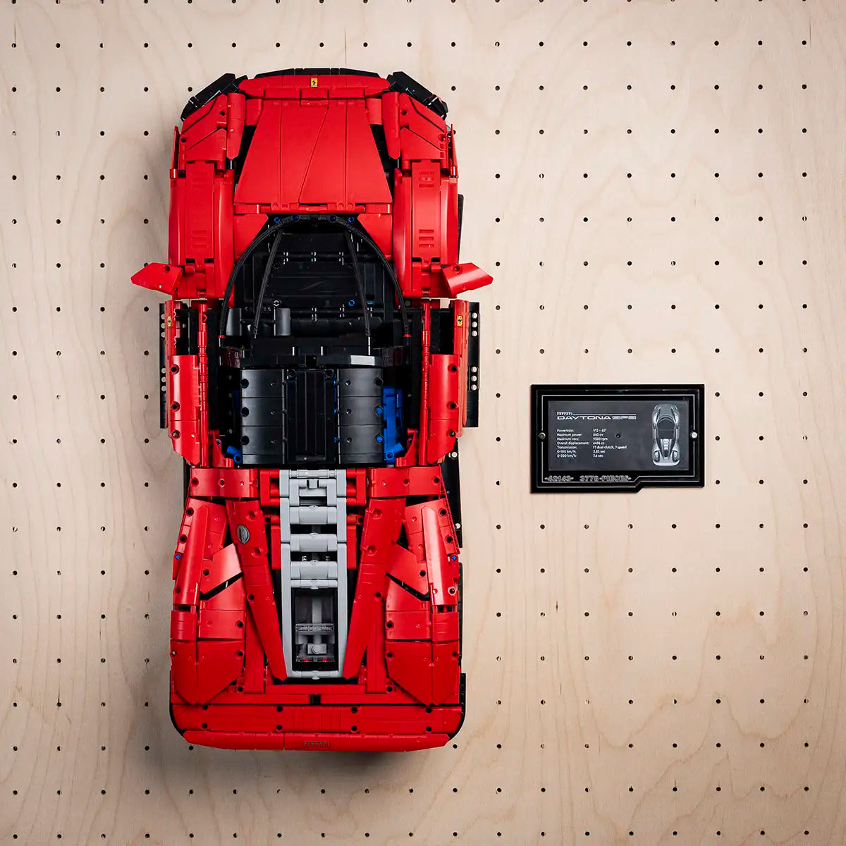 Acrylic Wall Mount for LEGO Technic 42143 Ferrari Daytona SP3 with Display Plaque