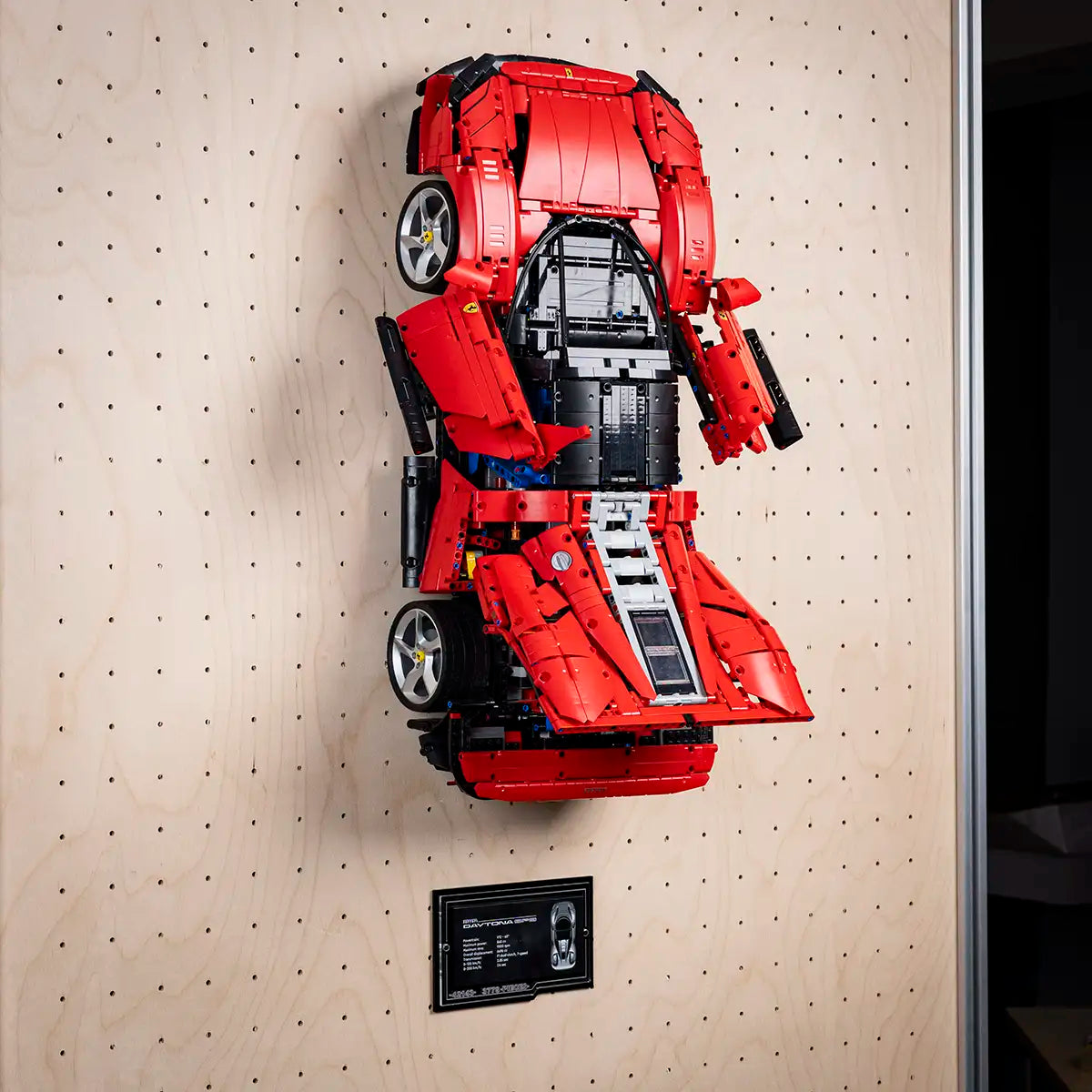 Acrylic Wall Mount for LEGO Technic 42143 Ferrari Daytona SP3 with Display Plaque