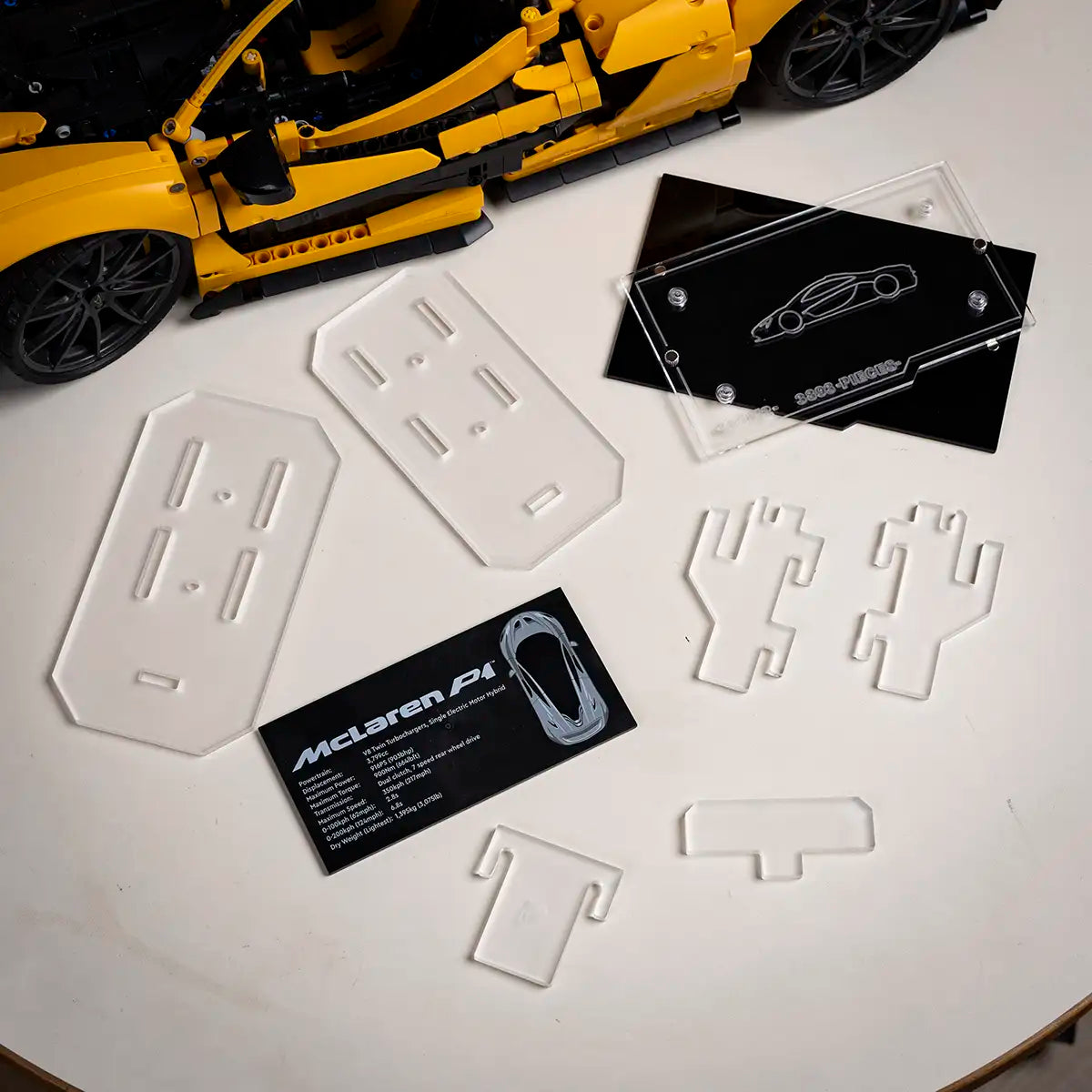 Acrylic Wall Mount for LEGO Technic 42172 McLaren P1 with Display Plaque