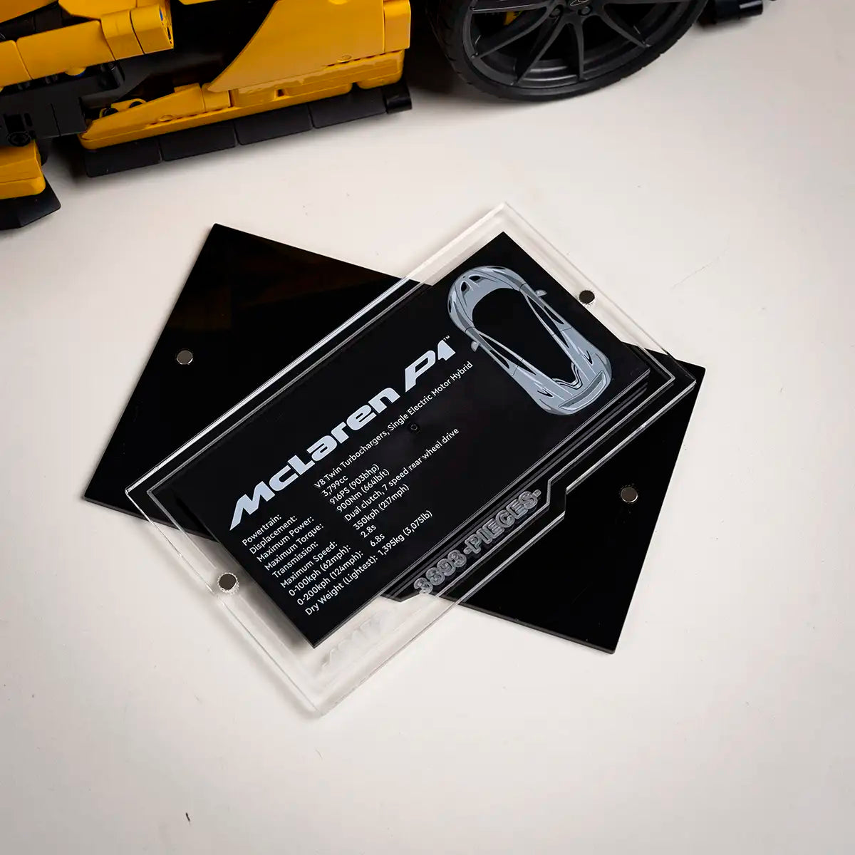 Acrylic Wall Mount for LEGO Technic 42172 McLaren P1 with Display Plaque