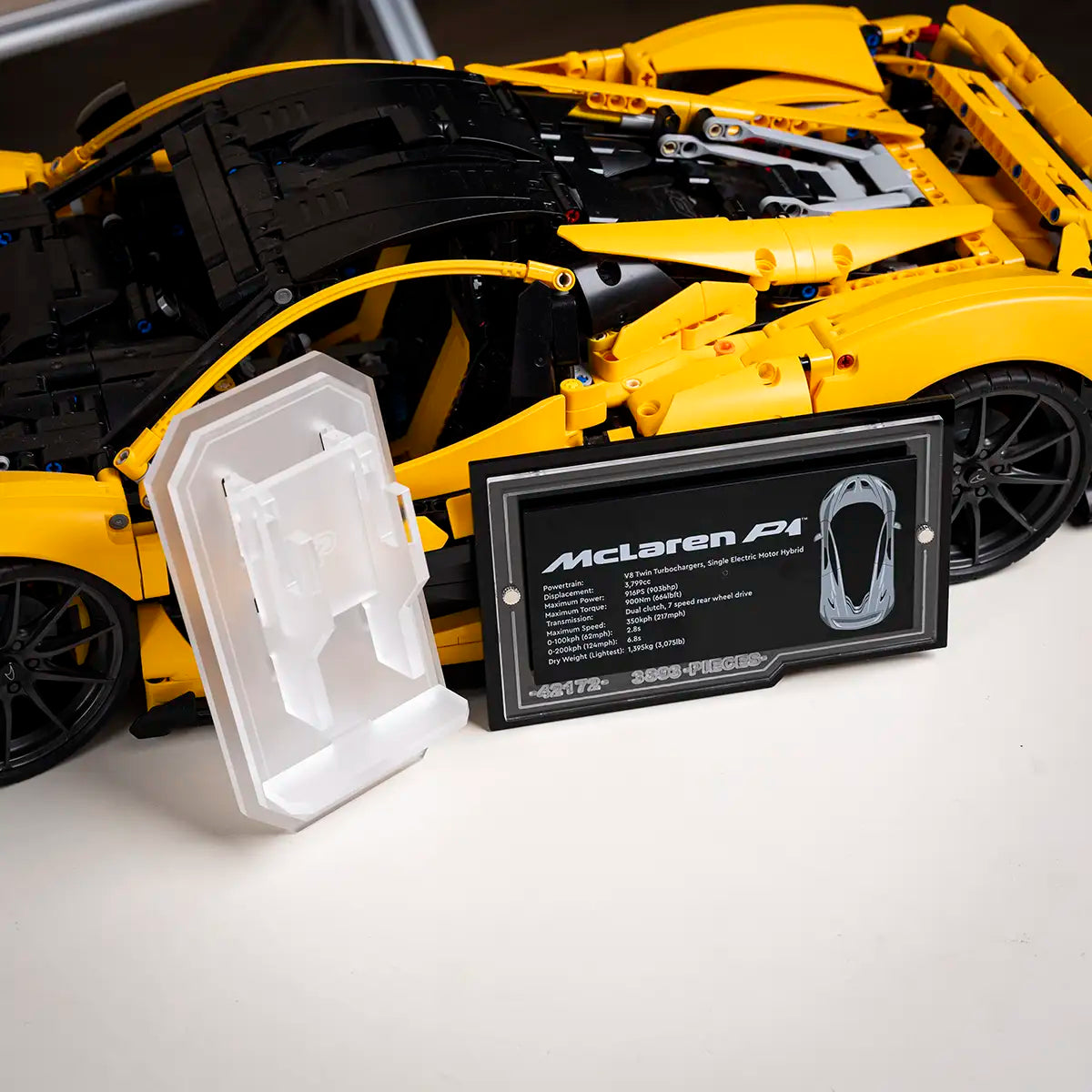 Acrylic Wall Mount for LEGO Technic 42172 McLaren P1 with Display Plaque