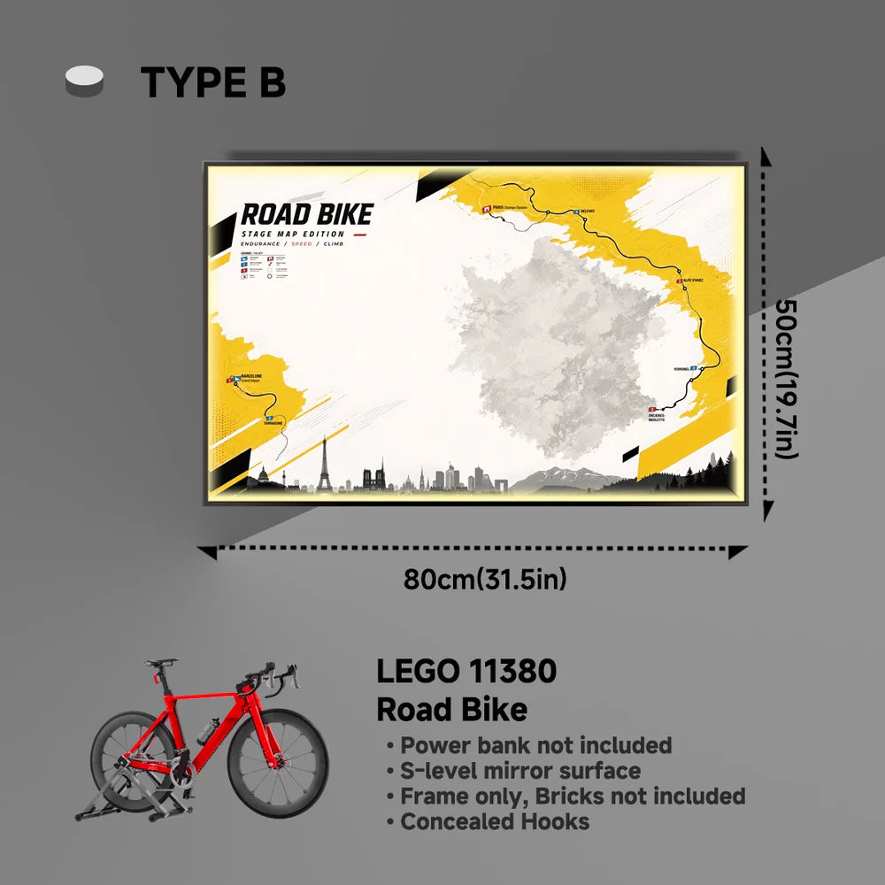 Wall Mounted Display Frame for LEGO® Icons 11380 Road Bike