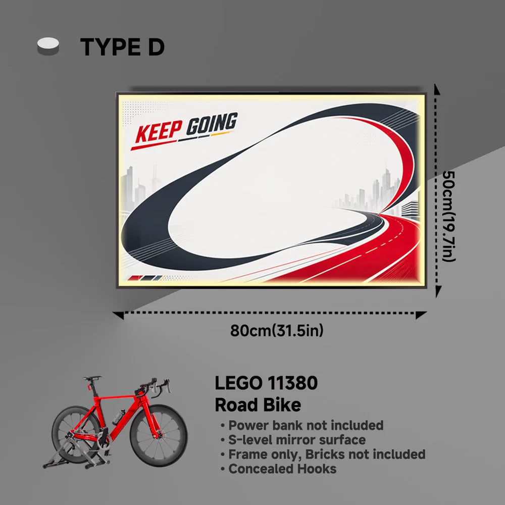 Wall Mounted Display Frame for LEGO® Icons 11380 Road Bike
