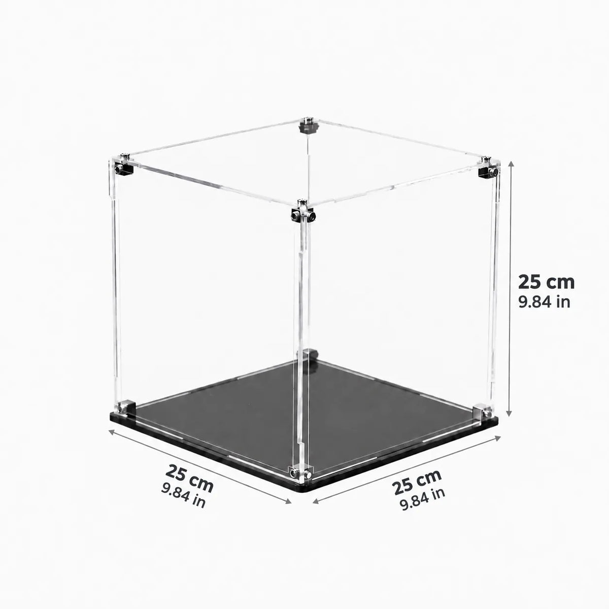 9.8″ Acrylic Cube Display Case — 25 × 25 × 25 cm