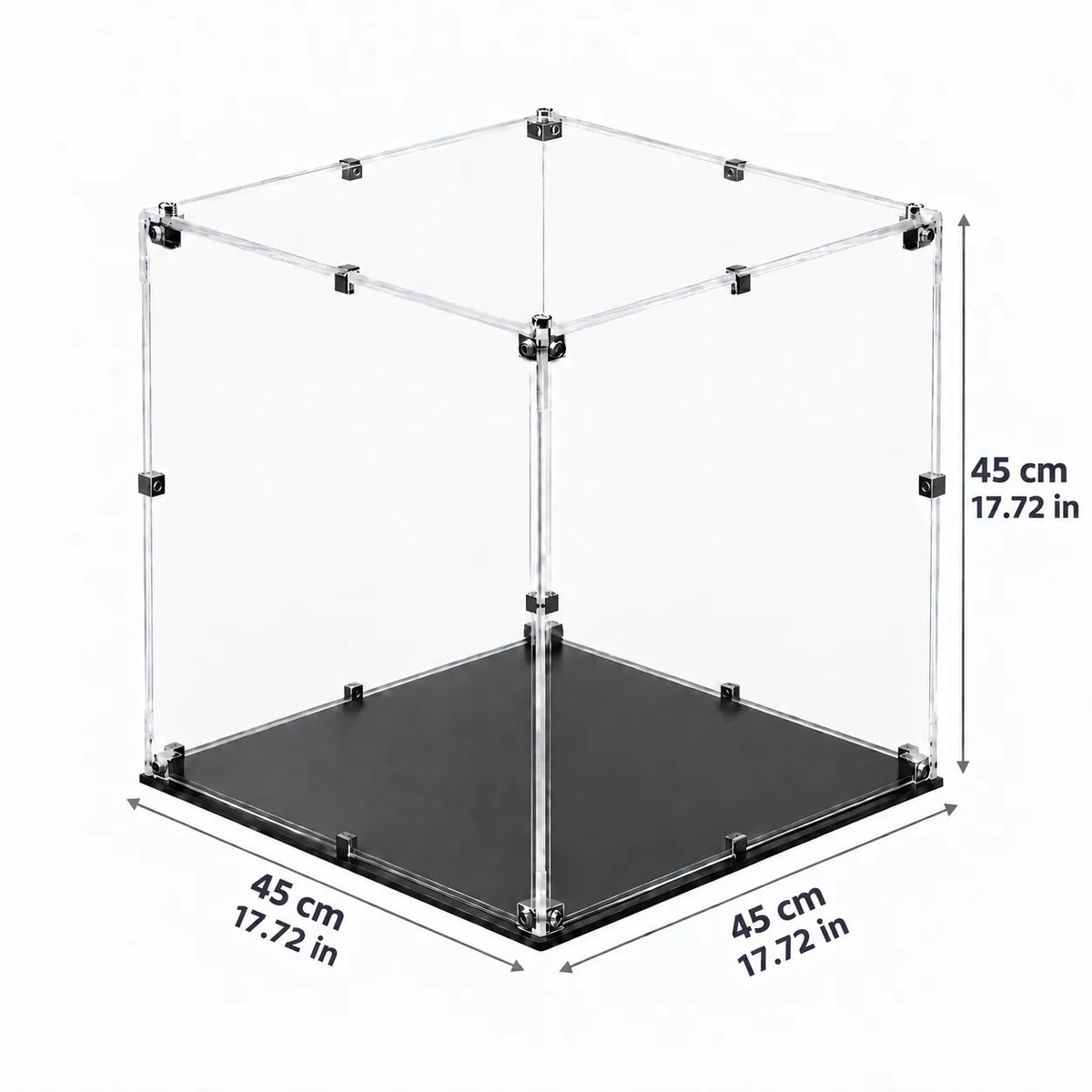 17.7″ Acrylic Cube Display Case — 45 × 45 × 45 cm