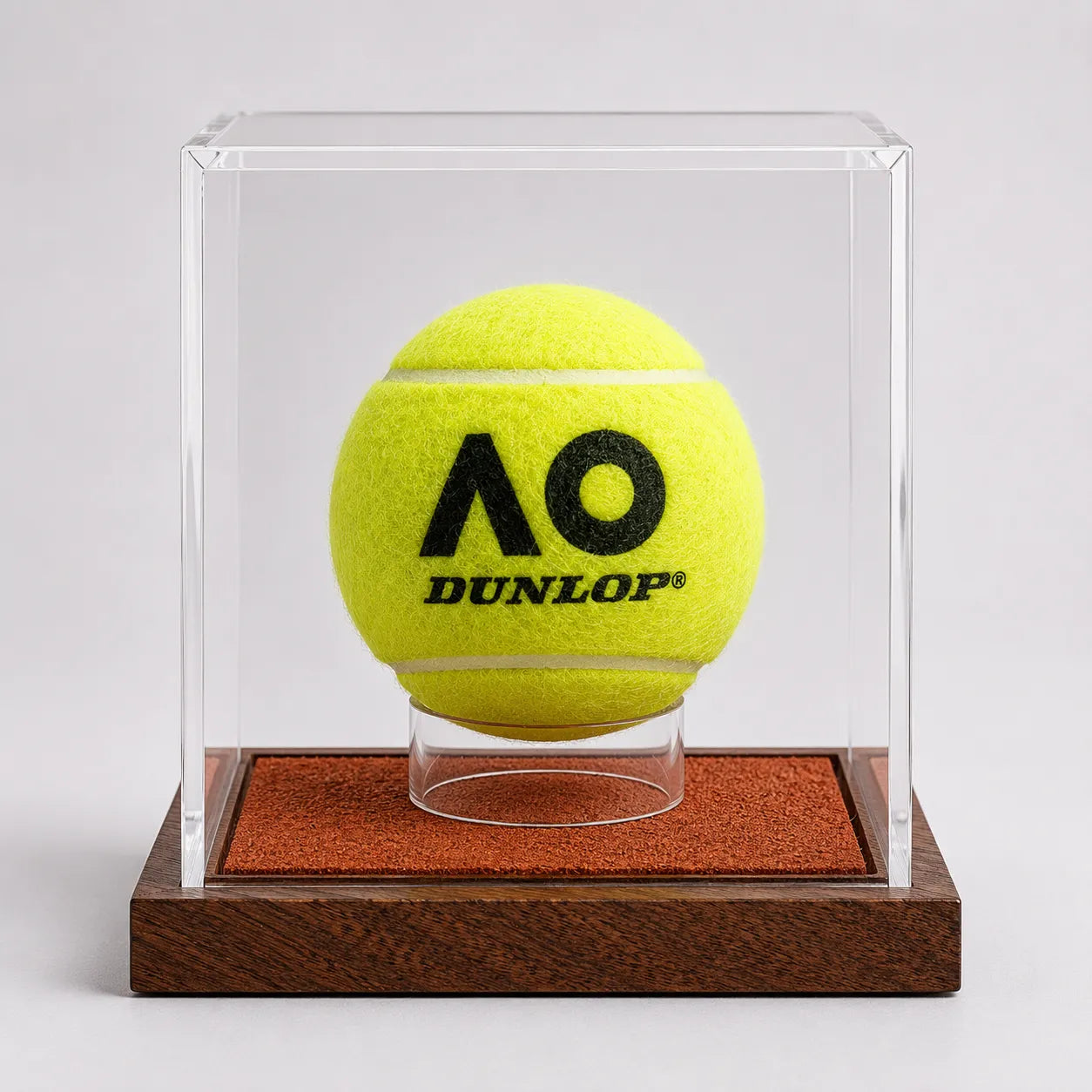 Acrylic Tennis Ball Display Case with Clay Court Wooden Base