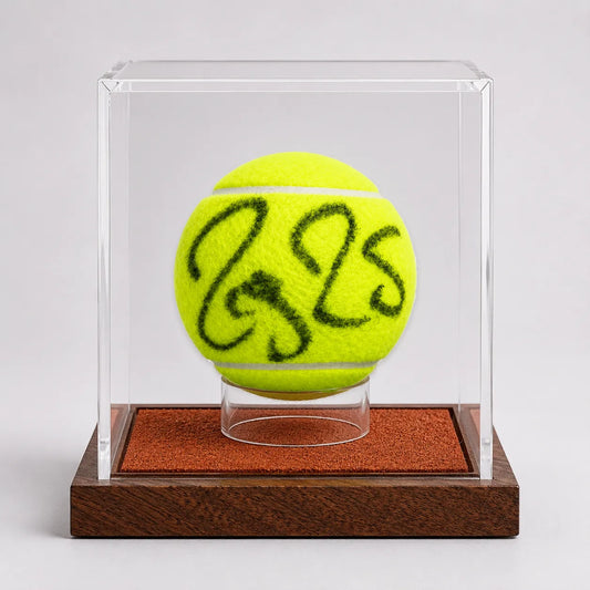 Acrylic Autographed Tennis Ball Display Case with Clay Court Wooden Base