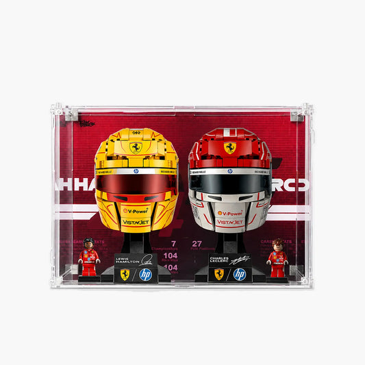 Premium Wall Mount Display Case For LEGO F1 Ferrari Team 43022 Hamilton’s helmets & 43014 Leclerc’s Helmet