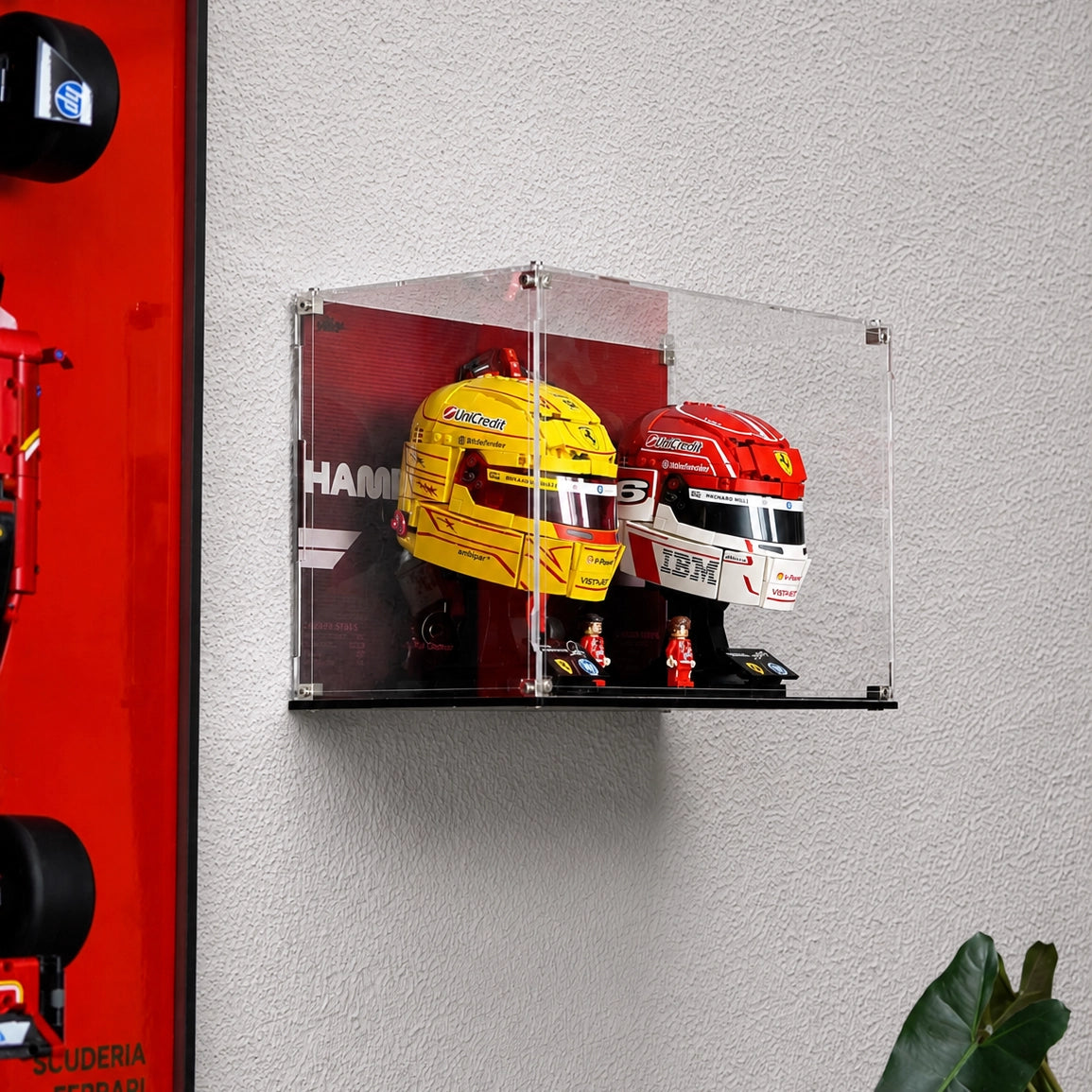 Premium Acrylic Wall Mount Display Case for LEGO® F1 Ferrari Team Helmets 43014 & 43022
