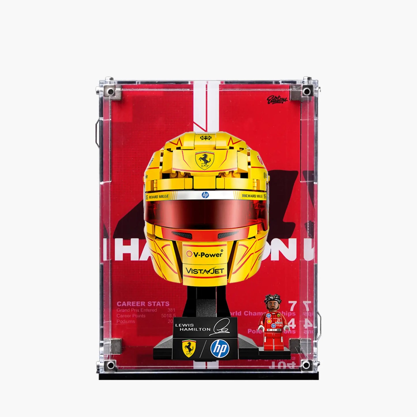 Premium Wall Mount Display Case For LEGO F1 helmets