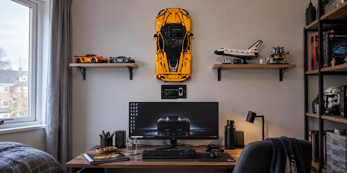 Acrylic Wall Mount for LEGO Technic 42172 McLaren P1 with Display Plaque