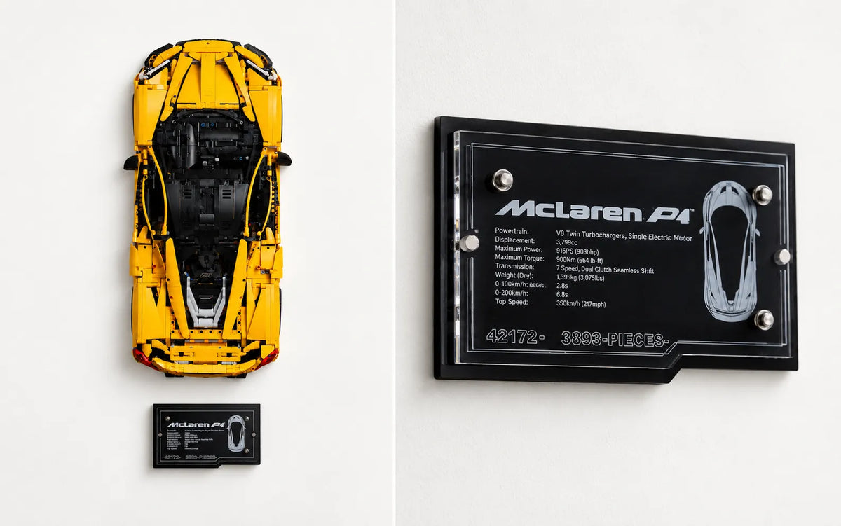 Acrylic Wall Mount for LEGO Technic 42172 McLaren P1 with Display Plaque