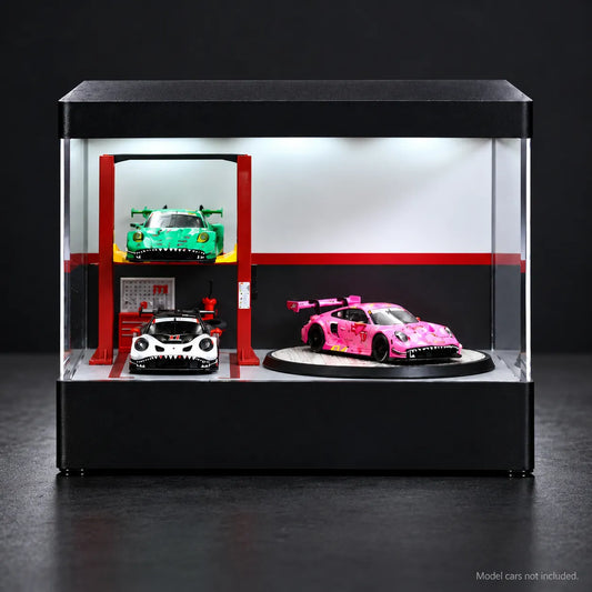 1:64 Rotating LED Display Case — Workshop Garage
