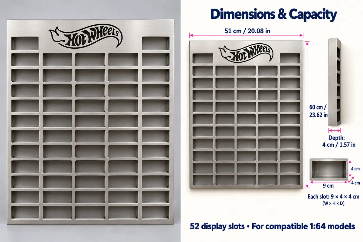 1:64 Metal Wall Display — 52 Slots