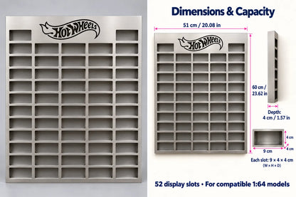 1:64 Metal Wall Display — 52 Slots