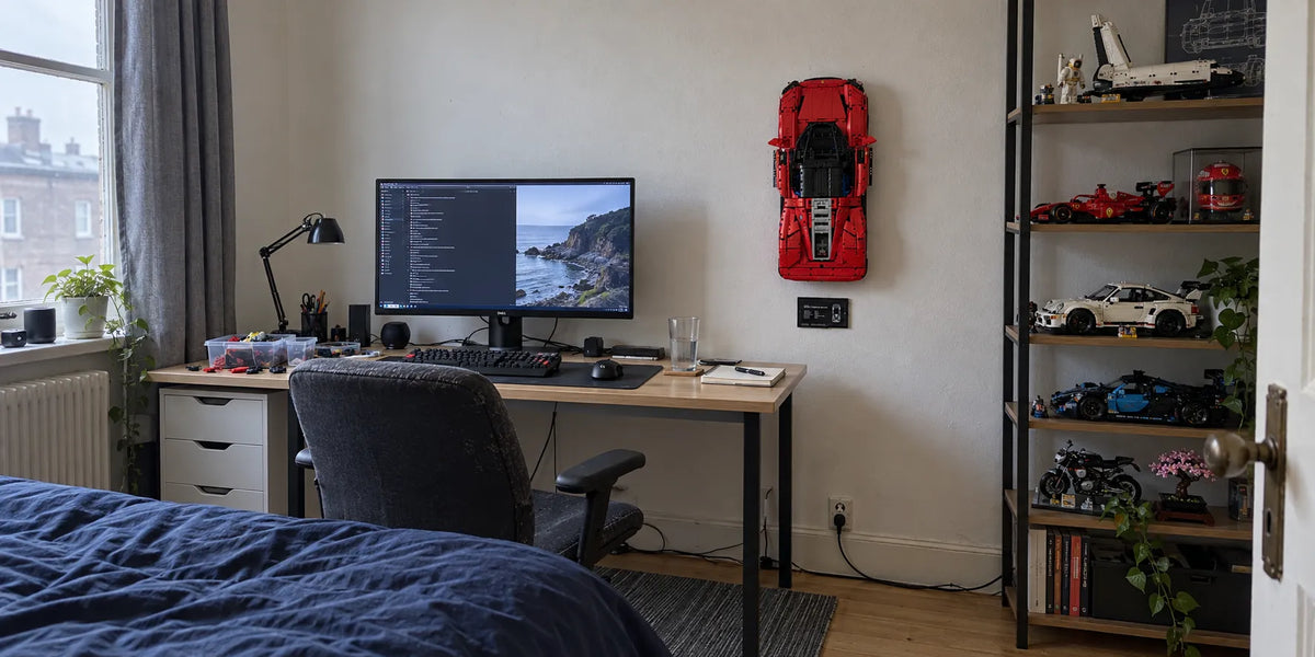 Acrylic Wall Mount for LEGO Technic 42143 Ferrari Daytona SP3 with Display Plaque