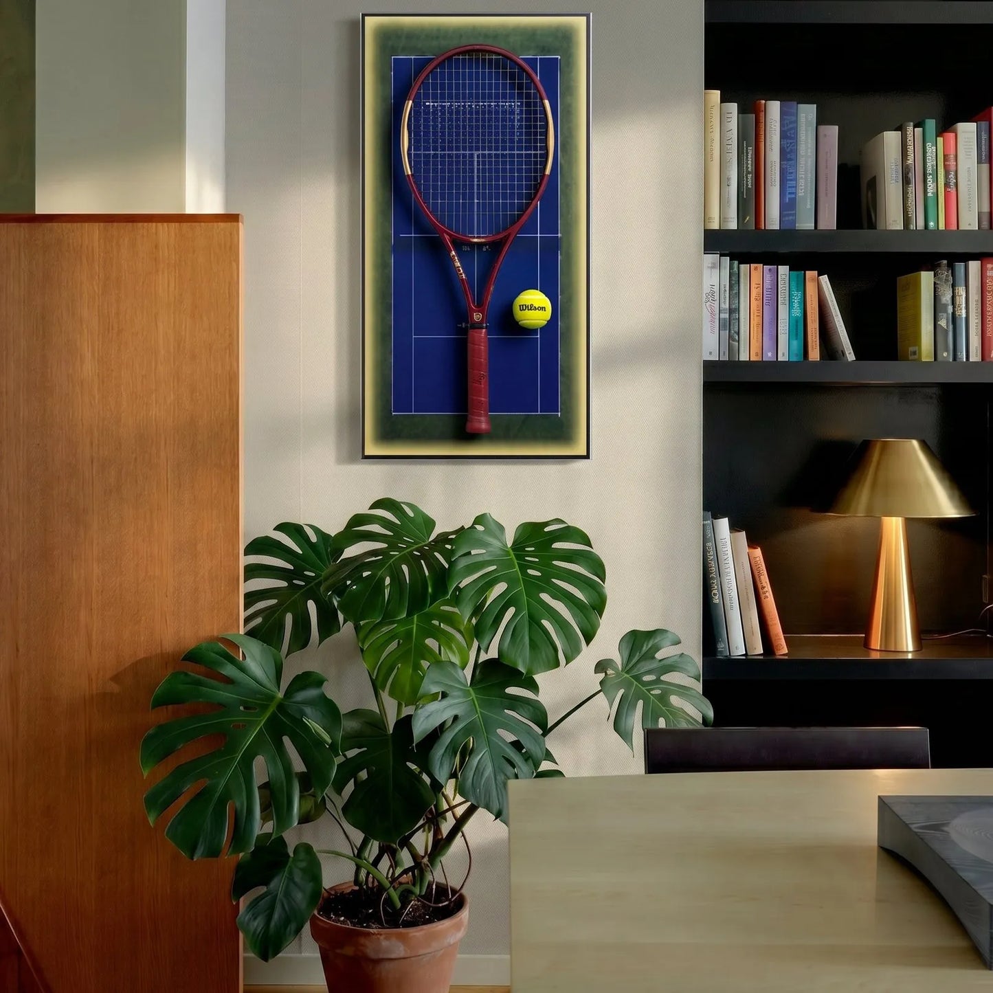 Lighting Tennis Racket Wall Mount Display Frame