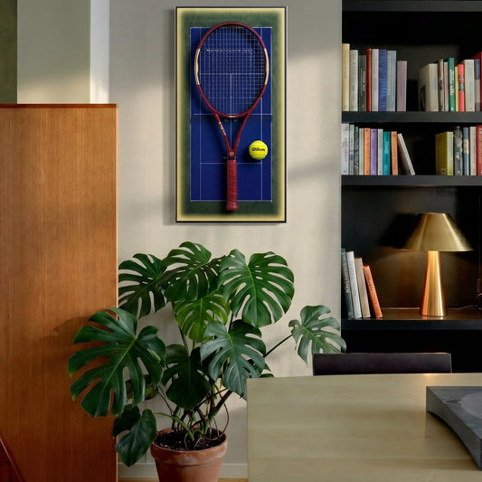 Lighting Tennis Racket Wall Mount Display Frame Empire Hardcourt New York