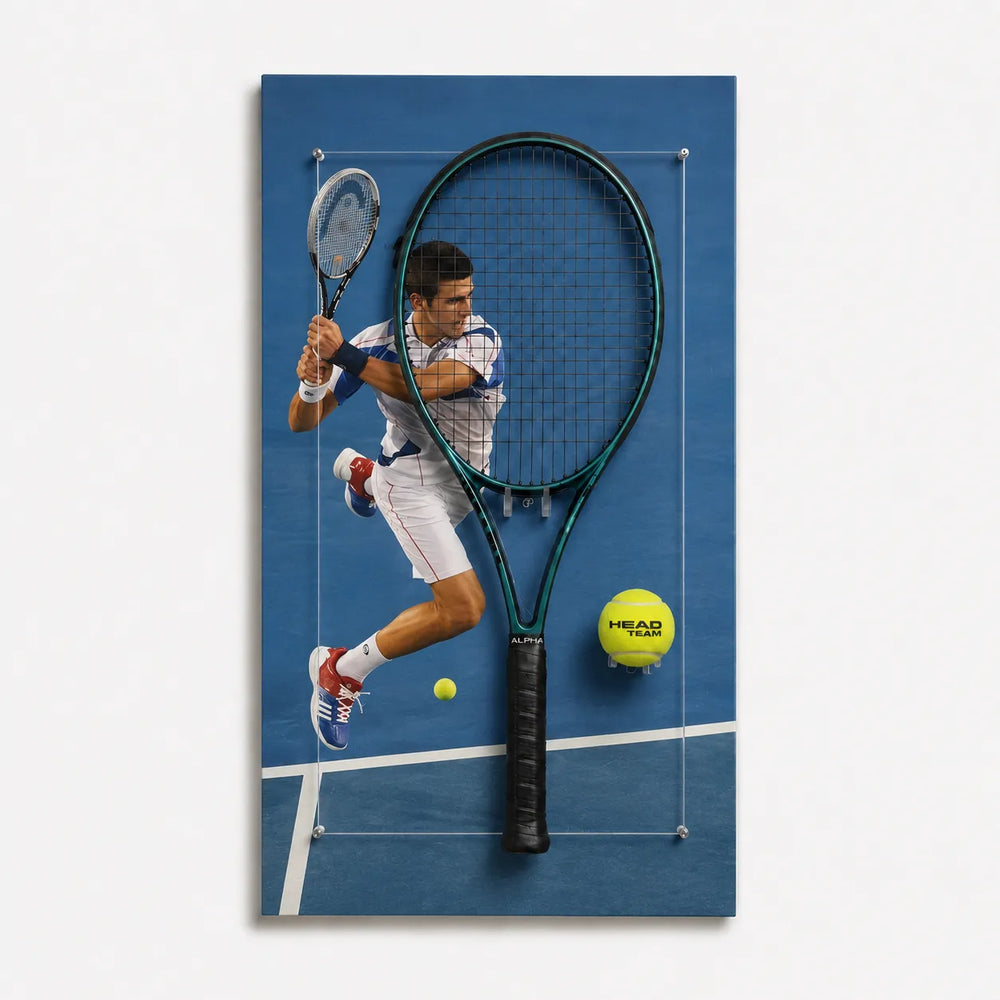 Custom tennis racket wall display