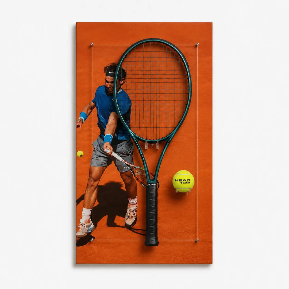 Custom tennis racket wall display